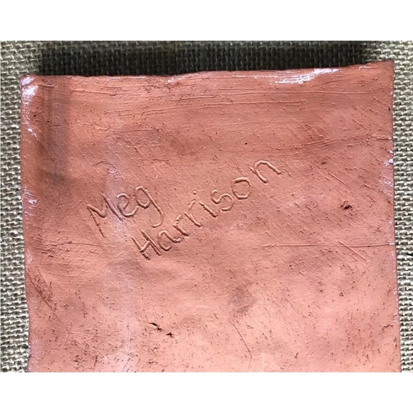 Pink Red Checkered Tile Trivet Set Textured Art Pottery Barbiecore Retro Whimsy - Picture 3 of 3
